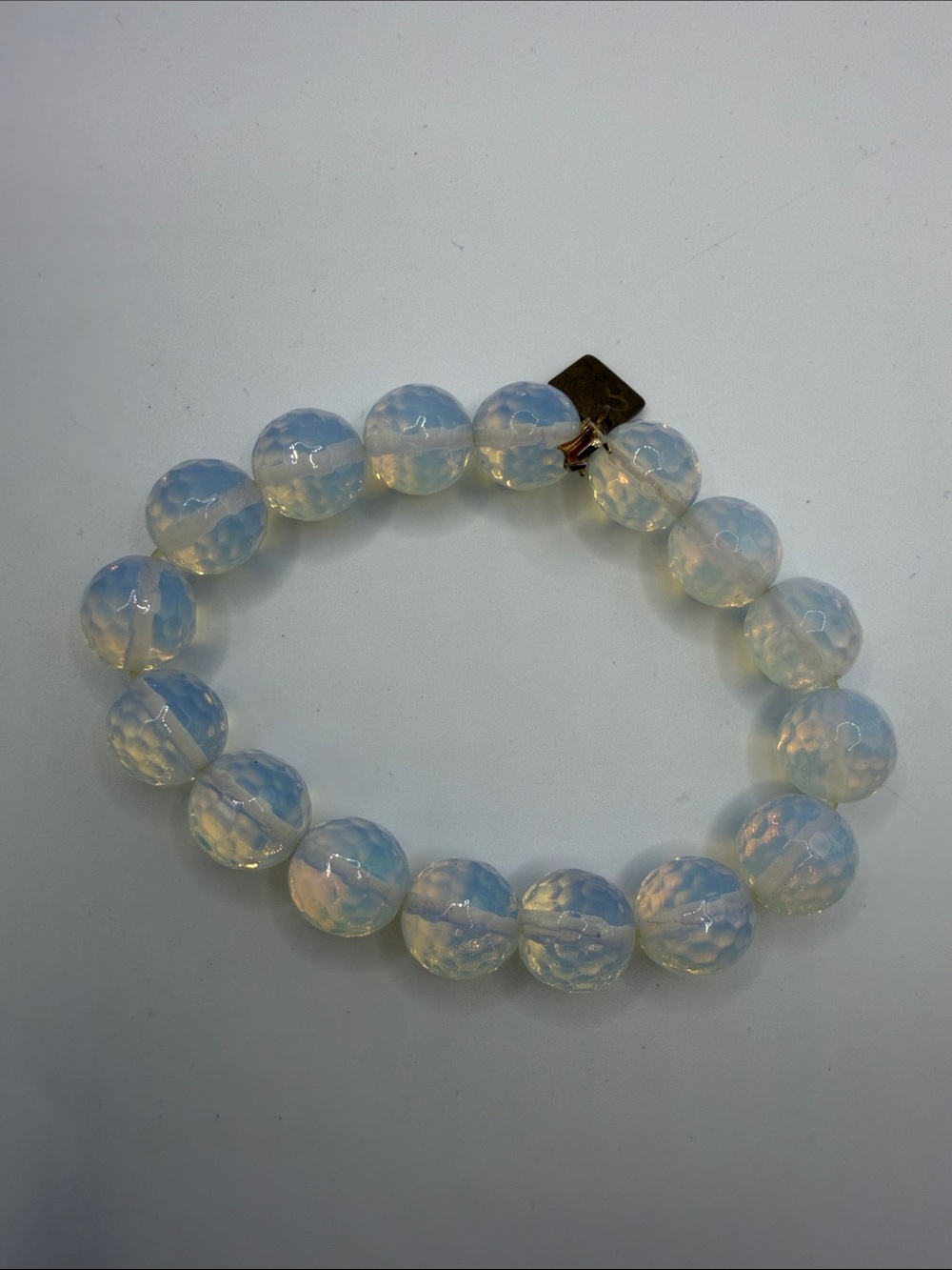 Opalite Bead Stretch Bracelet - Iridescent White